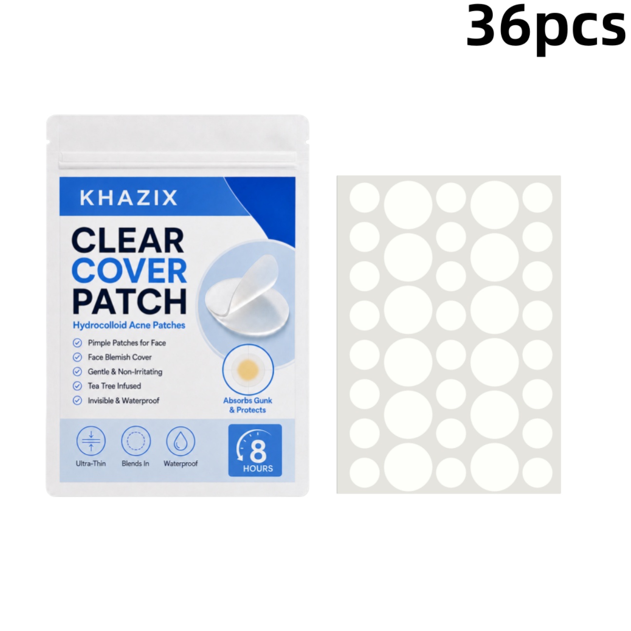 Hydrocolloid Pimple Patch - 36 Patchs Transparents Hydrocolloïdes pour Boutons,