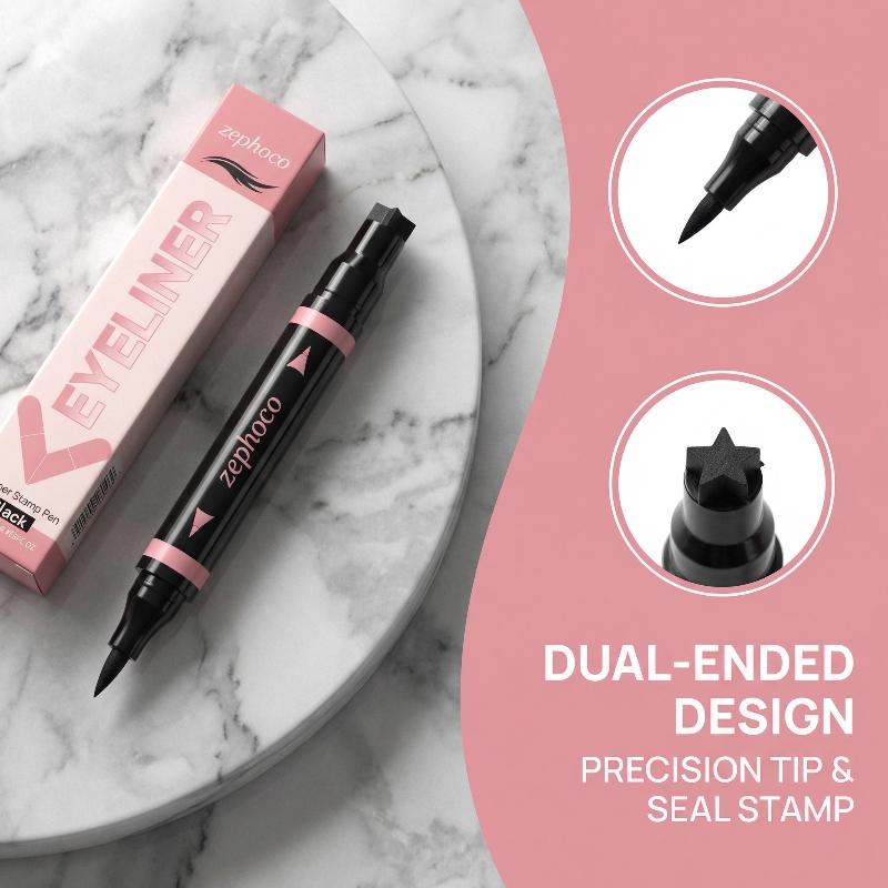 Waterproof Liquid Eyeliner Pen - Eyeliner liquide noir et brun intégré