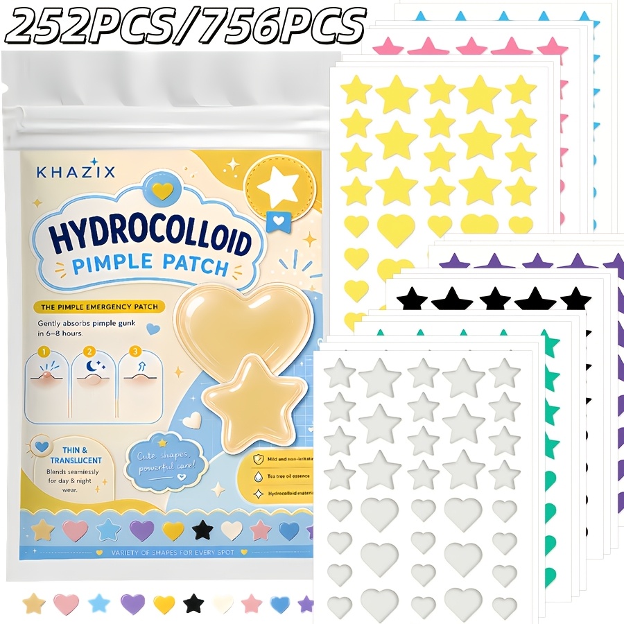 Hydrocolloid Pimple Patch - 7 couleurs, 252 pièces/756 pièces. Patch