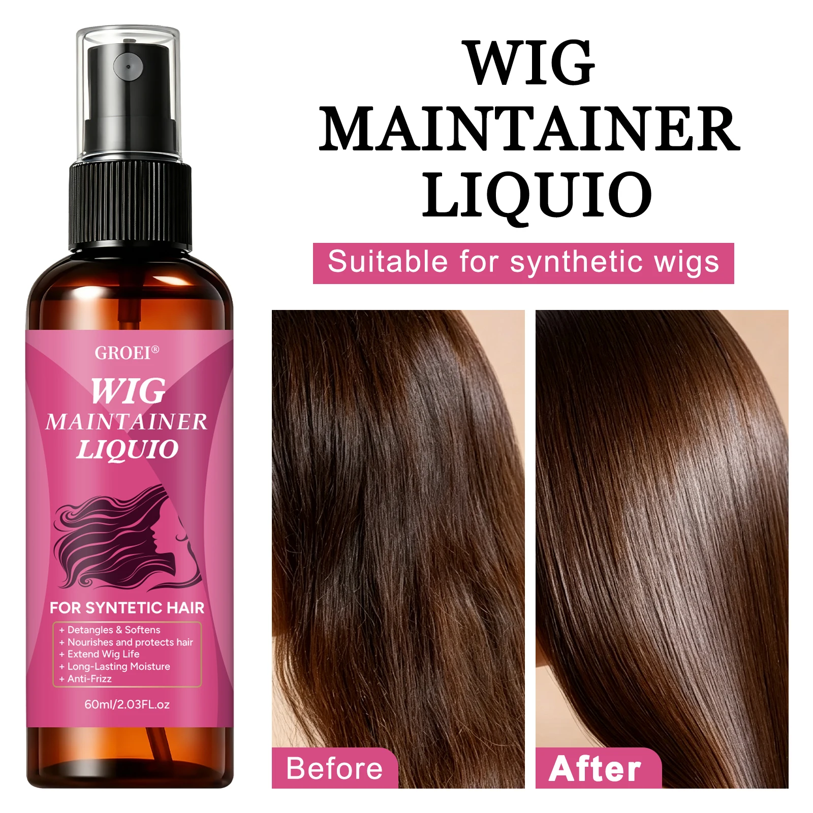 Hair Care - GROEI Spray Anti-Frisottis pour Perruques 60ml,