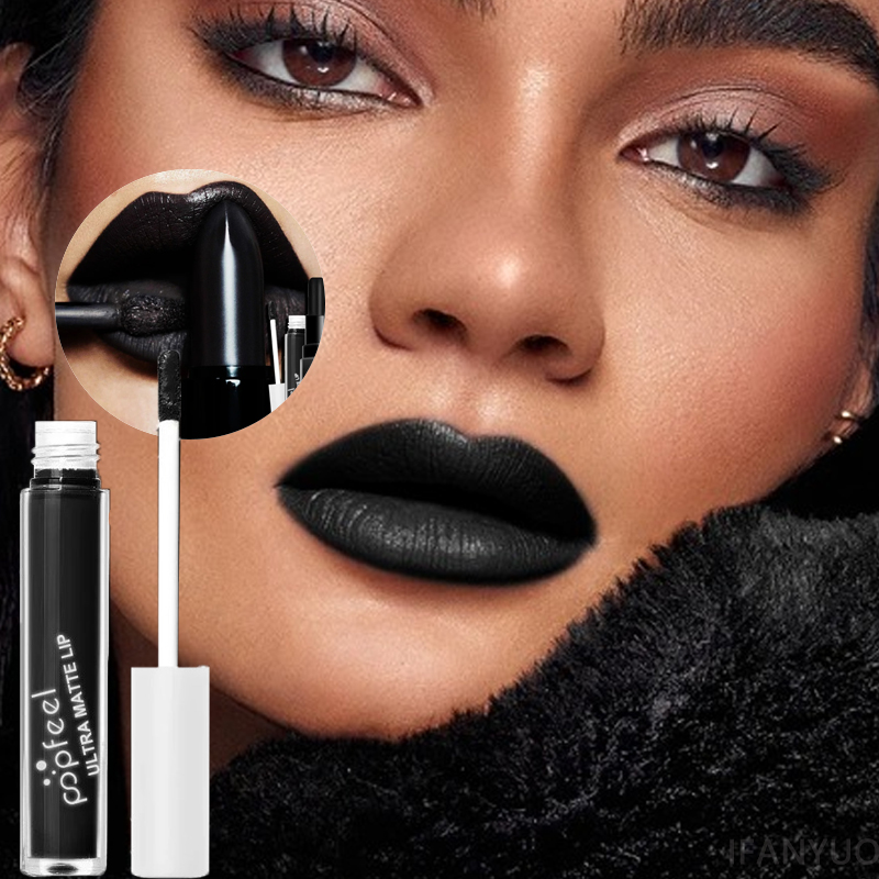 Matte Velvet Lip Tint Long Lasting - Rouge à lèvres liquide noir mat