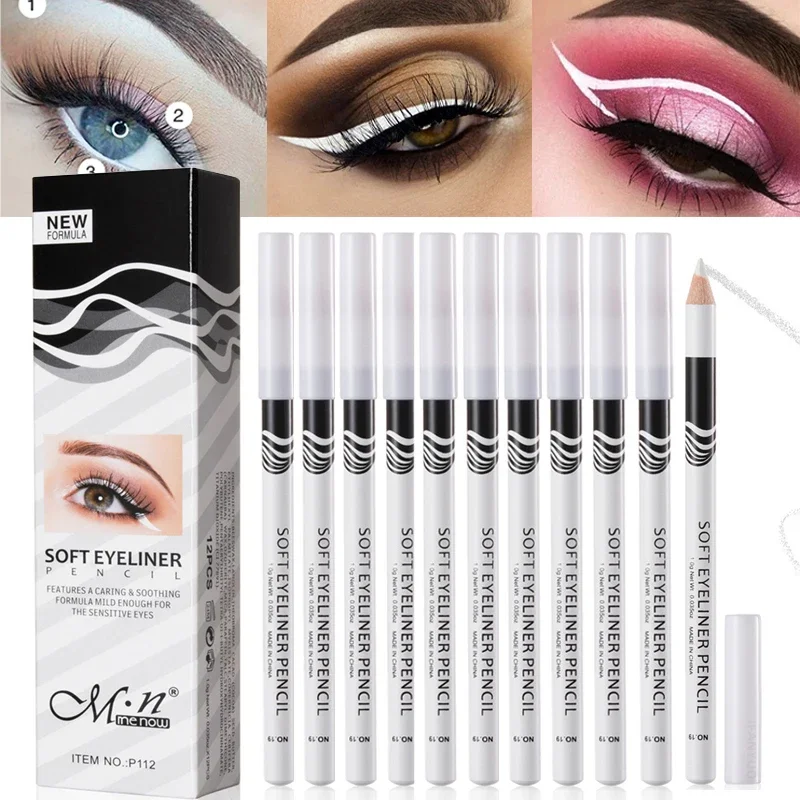 Waterproof Liquid Eyeliner Pen - 12 pièces Eyeliner blanc maquillage lisse