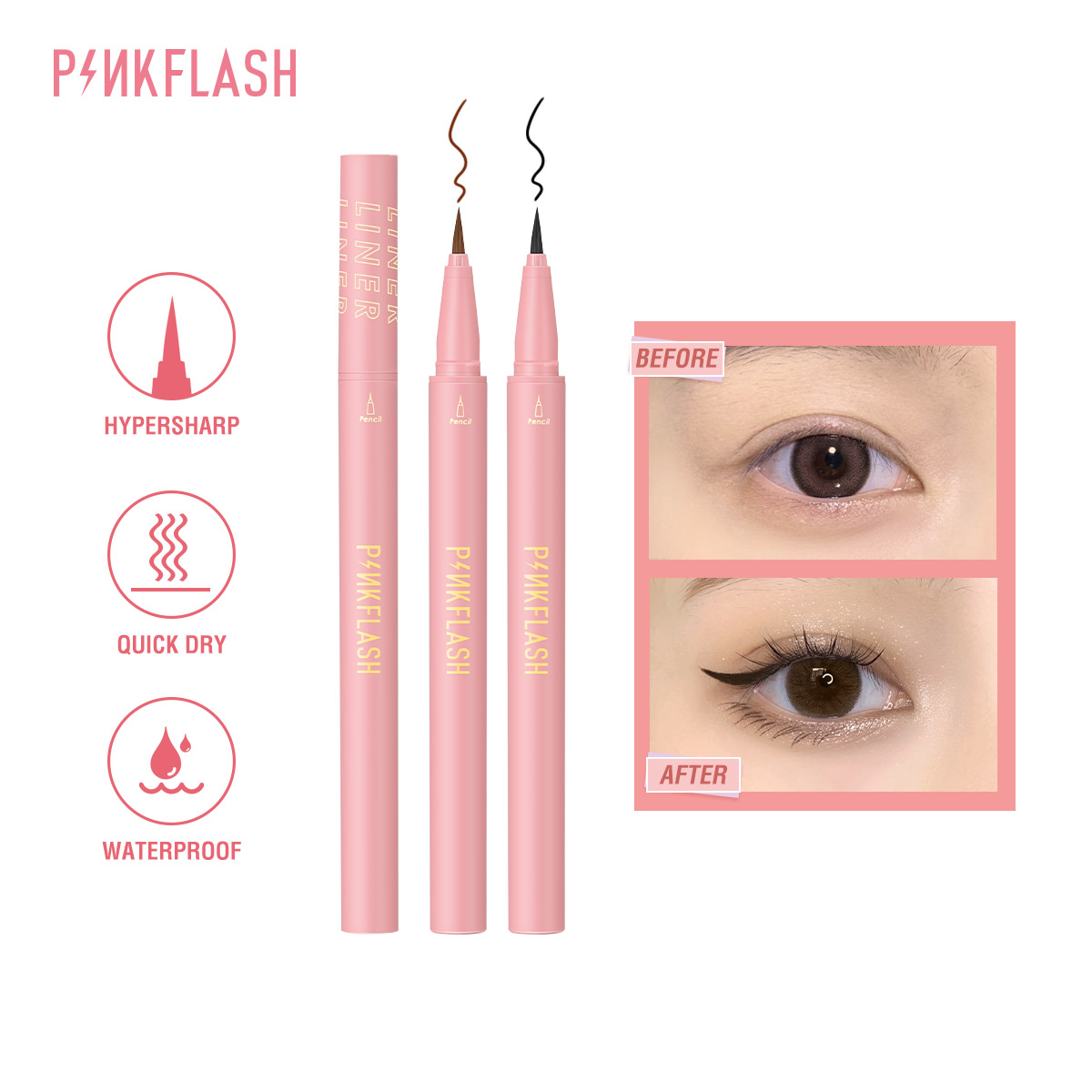 Waterproof Liquid Eyeliner Pen - PINKFLASH – crayon Eyeliner liquide noir,