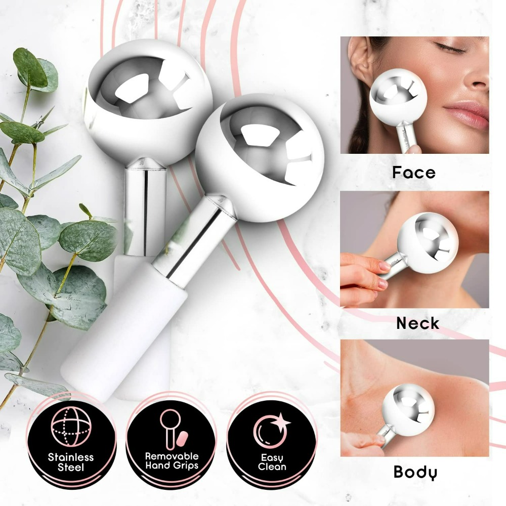 Face Ice Roller Puffiness - Masseur facial cryogénique, globes de glace,