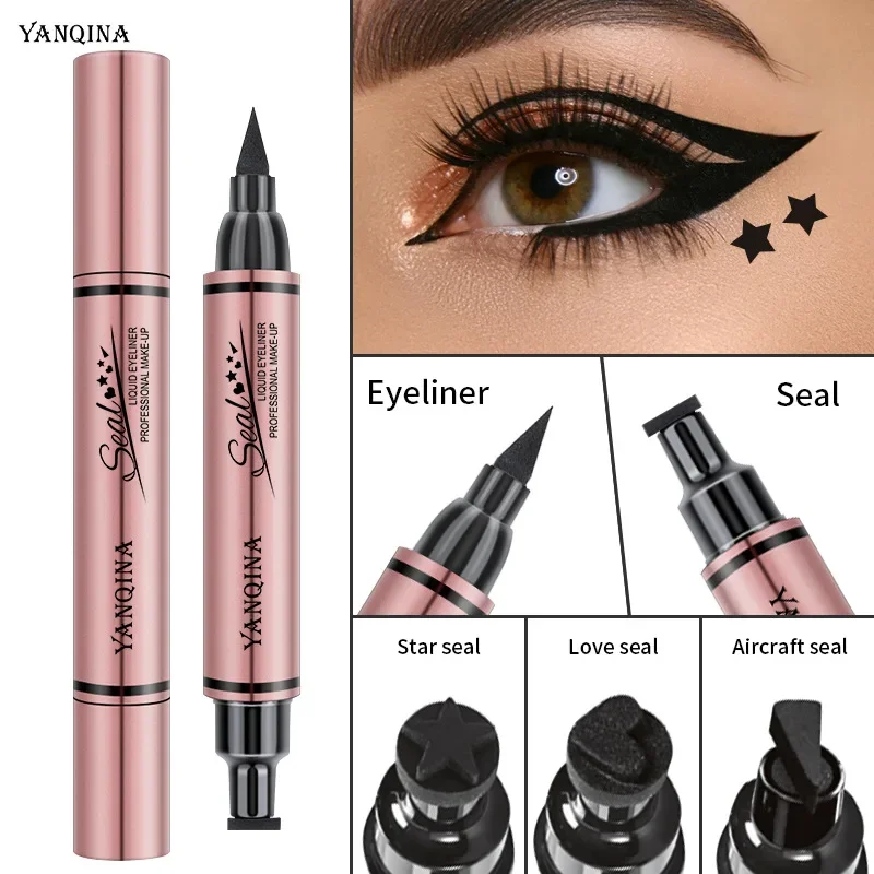 Waterproof Liquid Eyeliner Pen - Crayon à eye-liner double embout, longue